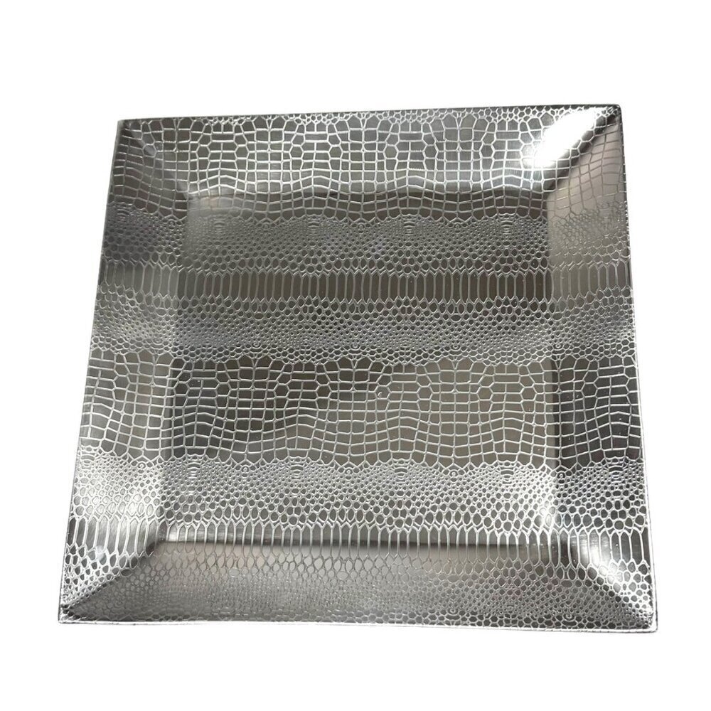 NWT GODINGER Square Silver Tray Wine Caddy Bottle Holder Snake Pattern Dining - Picture 4 of 14